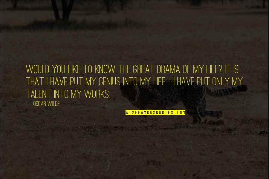 Great Genius Quotes By Oscar Wilde: Would you like to know the great drama