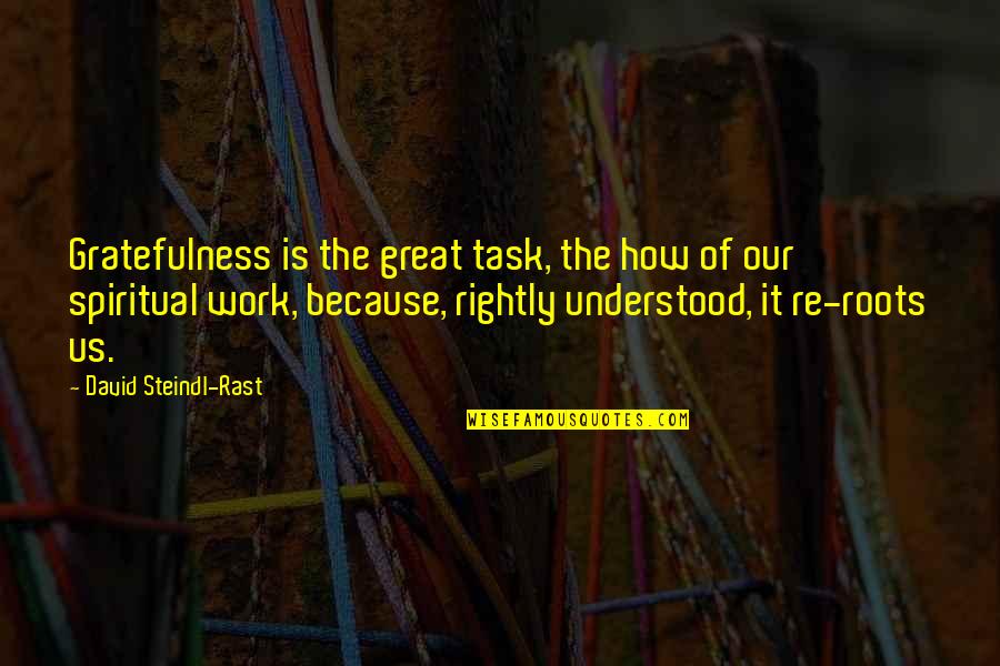 Great Gratitude Quotes By David Steindl-Rast: Gratefulness is the great task, the how of