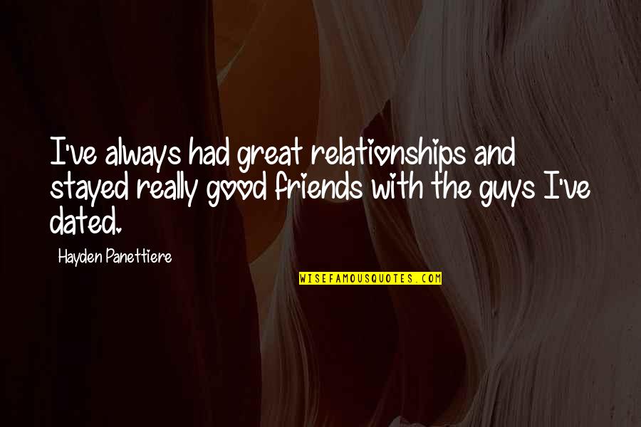 Great Guy Friend Quotes By Hayden Panettiere: I've always had great relationships and stayed really