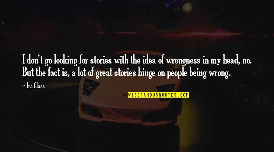 Great Head Quotes By Ira Glass: I don't go looking for stories with the