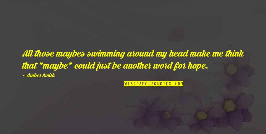 Great Inspirational Sports Quotes By Amber Smith: All those maybes swimming around my head make Great Inspirational Sports Quotes By Amber Smith: All those maybes swimming around my head make