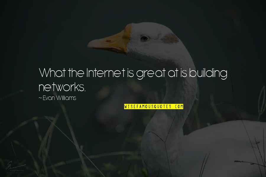 Great Internet Quotes By Evan Williams: What the Internet is great at is building