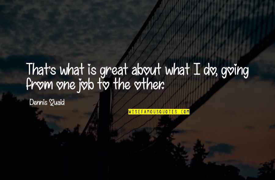 Great Job Quotes By Dennis Quaid: That's what is great about what I do,