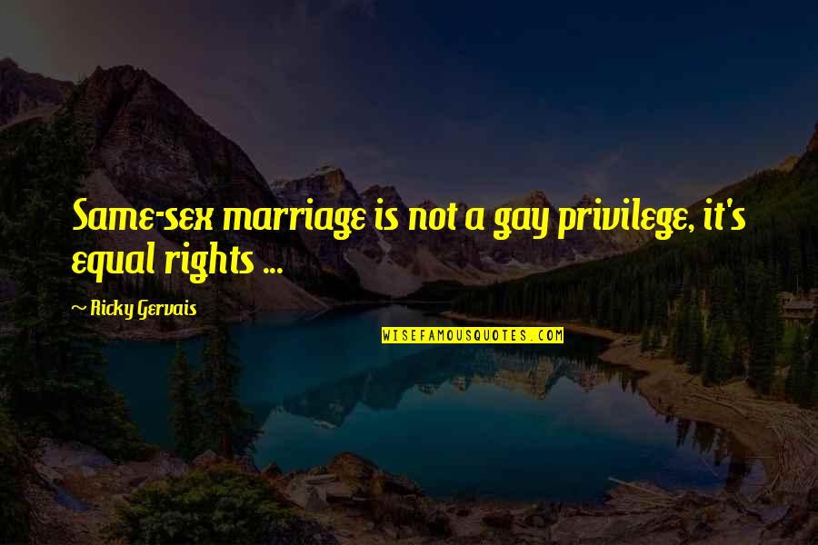 Great Job Teamwork Quotes By Ricky Gervais: Same-sex marriage is not a gay privilege, it's Great Job Teamwork Quotes By Ricky Gervais: Same-sex marriage is not a gay privilege, it's