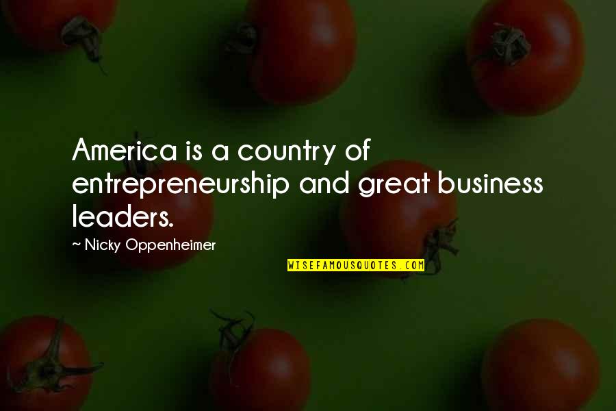 Great Leaders And Quotes By Nicky Oppenheimer: America is a country of entrepreneurship and great