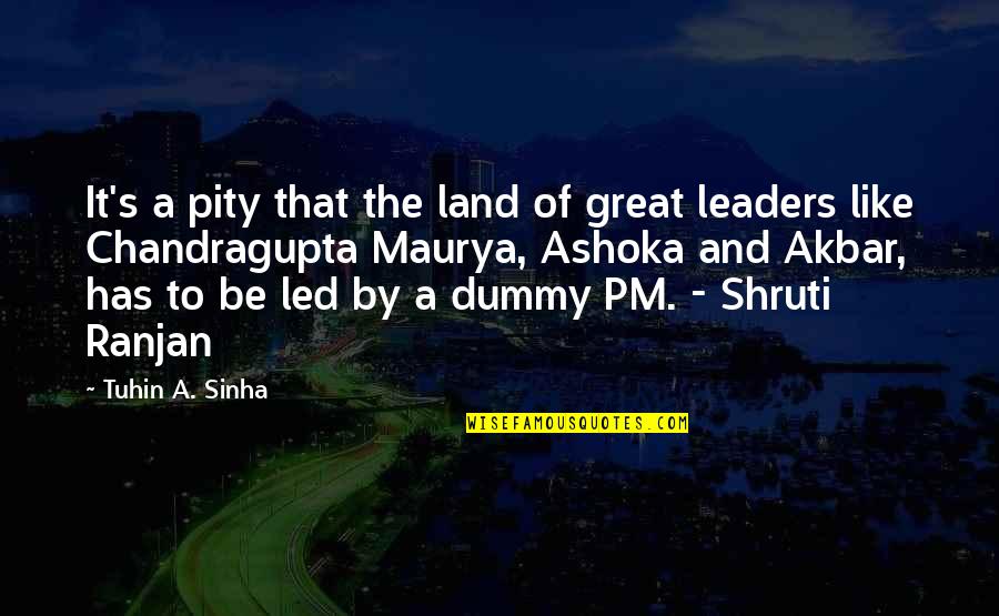 Great Leaders Of India Quotes By Tuhin A. Sinha: It's a pity that the land of great