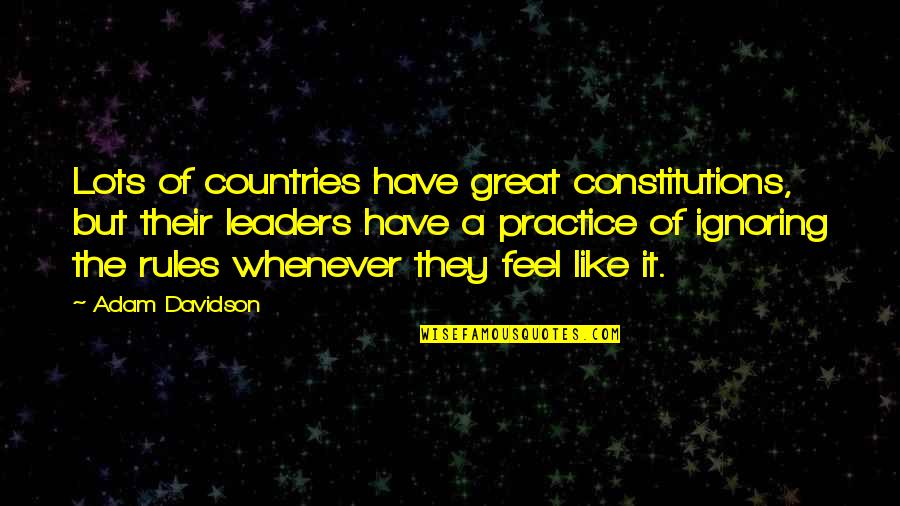 Great Leaders Quotes By Adam Davidson: Lots of countries have great constitutions, but their