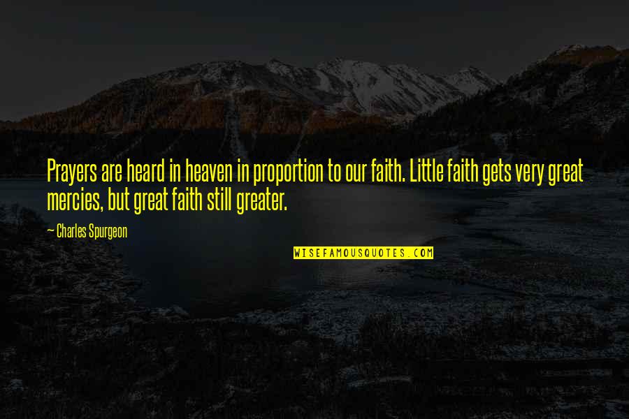 Great Little Quotes By Charles Spurgeon: Prayers are heard in heaven in proportion to