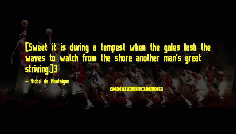 Great Man's Quotes By Michel De Montaigne: [Sweet it is during a tempest when the
