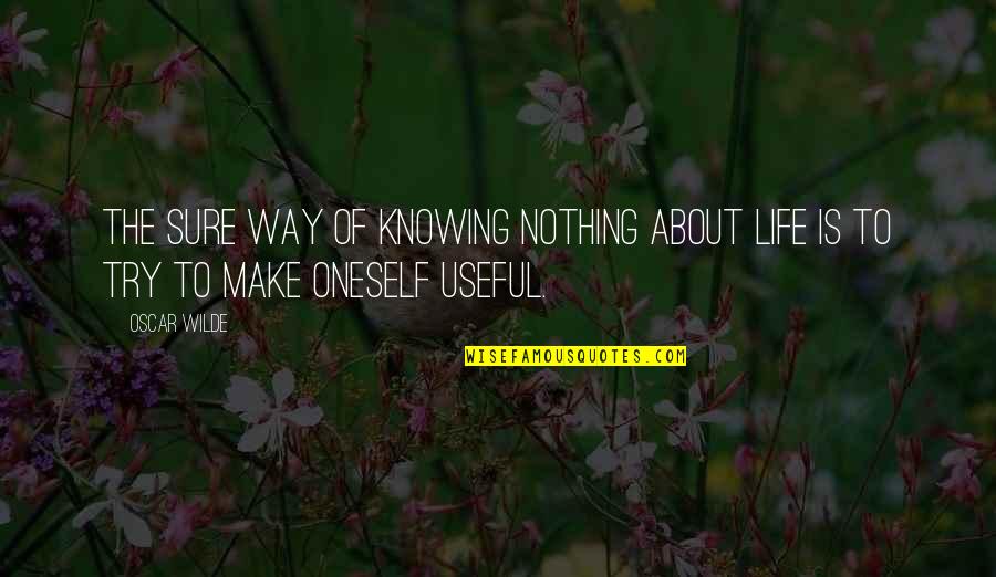 Great Merger Quotes By Oscar Wilde: The sure way of knowing nothing about life