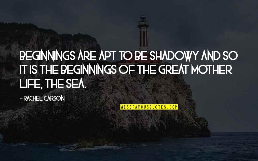 Great Mother Quotes By Rachel Carson: Beginnings are apt to be shadowy and so