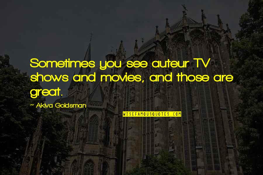 Great Movies Quotes By Akiva Goldsman: Sometimes you see auteur TV shows and movies,