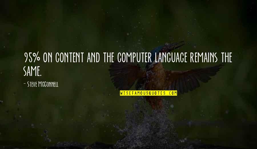 Great Myth Quotes By Steve McConnell: 95% on content and the computer language remains