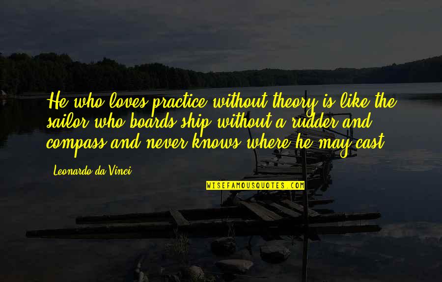 Great Mythology Quotes By Leonardo Da Vinci: He who loves practice without theory is like Great Mythology Quotes By Leonardo Da Vinci: He who loves practice without theory is like
