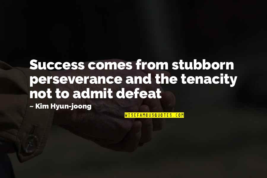 Great Nana Quotes By Kim Hyun-joong: Success comes from stubborn perseverance and the tenacity