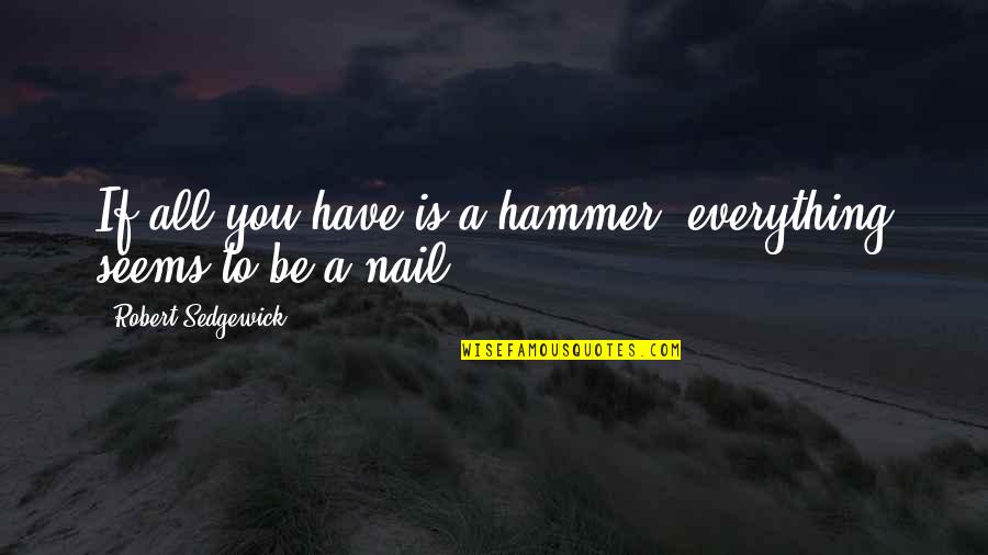 Great Nursing Quotes By Robert Sedgewick: If all you have is a hammer, everything