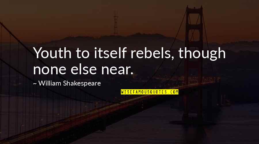 Great Paradoxical Quotes By William Shakespeare: Youth to itself rebels, though none else near.