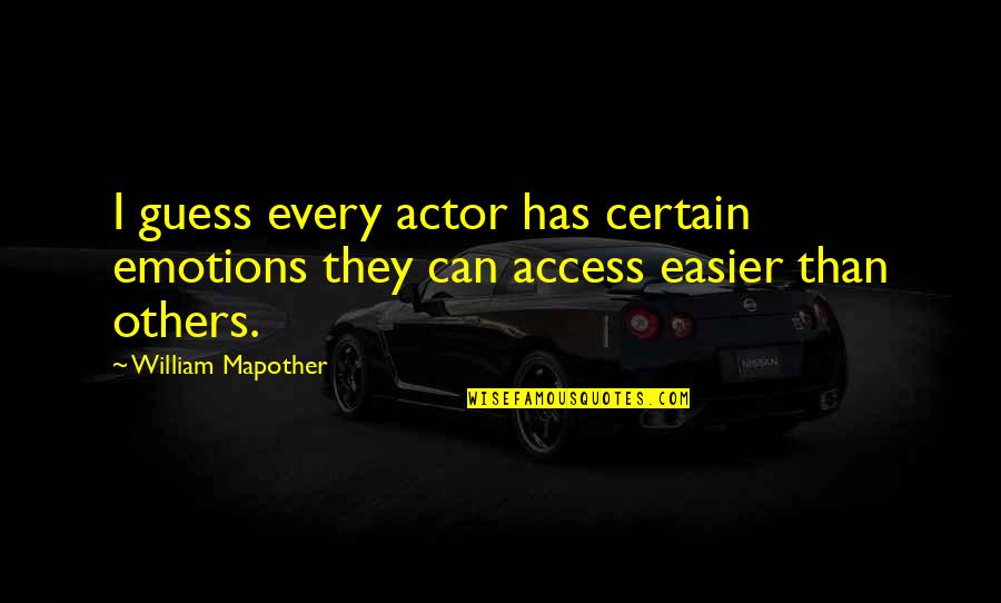 Great Philosophers And Their Quotes By William Mapother: I guess every actor has certain emotions they