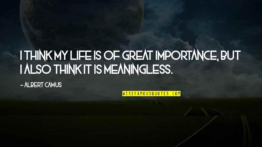 Great Philosophy Quotes By Albert Camus: I think my life is of great importance,