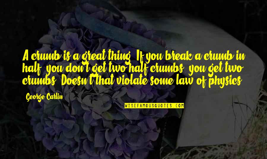 Great Physics Quotes By George Carlin: A crumb is a great thing: If you Great Physics Quotes By George Carlin: A crumb is a great thing: If you
