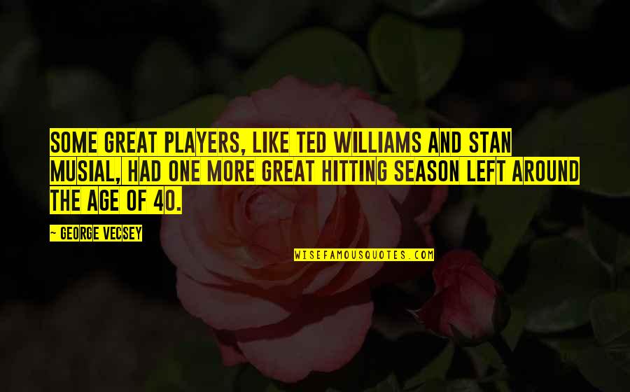 Great Players Quotes By George Vecsey: Some great players, like Ted Williams and Stan