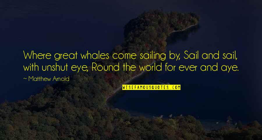 Great Sailing Quotes By Matthew Arnold: Where great whales come sailing by, Sail and