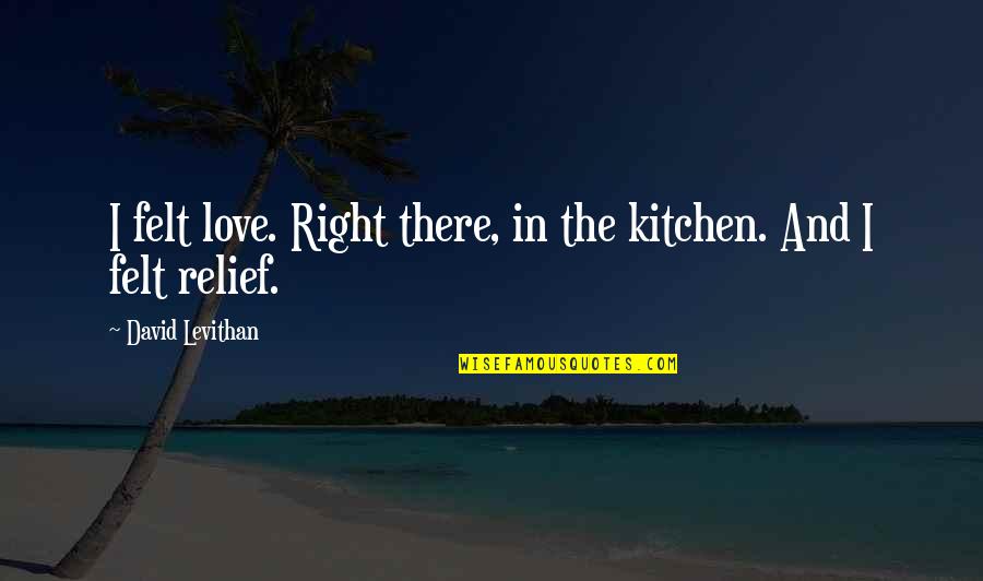 Great Shopping Quotes By David Levithan: I felt love. Right there, in the kitchen.
