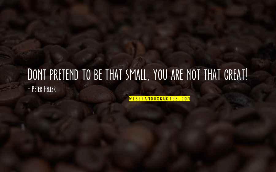 Great Small Quotes By Peter Heller: Dont pretend to be that small, you are Great Small Quotes By Peter Heller: Dont pretend to be that small, you are