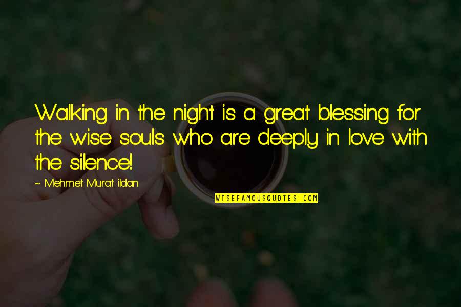 Great Souls Quotes By Mehmet Murat Ildan: Walking in the night is a great blessing