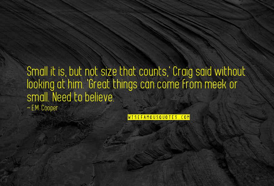 Great Things Are Yet To Come Quotes By E.M. Cooper: Small it is, but not size that counts,'