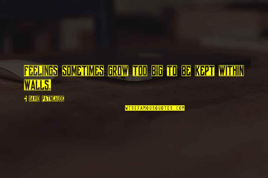 Great Tiger Woods Quotes By David Patneaude: Feelings sometimes grow too big to be kept