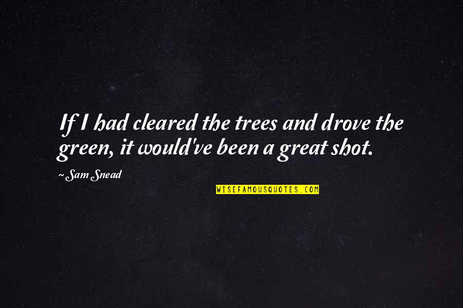 Great Trees Quotes By Sam Snead: If I had cleared the trees and drove