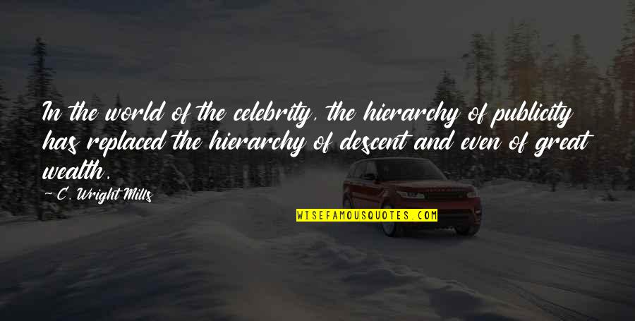Great Wealth Quotes By C. Wright Mills: In the world of the celebrity, the hierarchy
