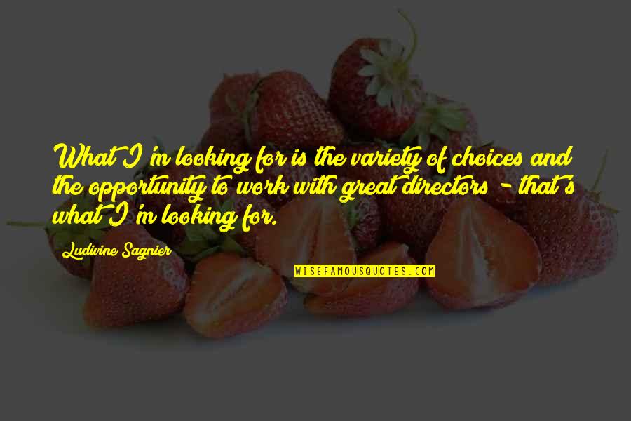 Great Work Quotes By Ludivine Sagnier: What I'm looking for is the variety of