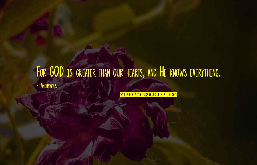 Greater Than God Quotes By Anonymous: For GOD is greater than our hearts, and
