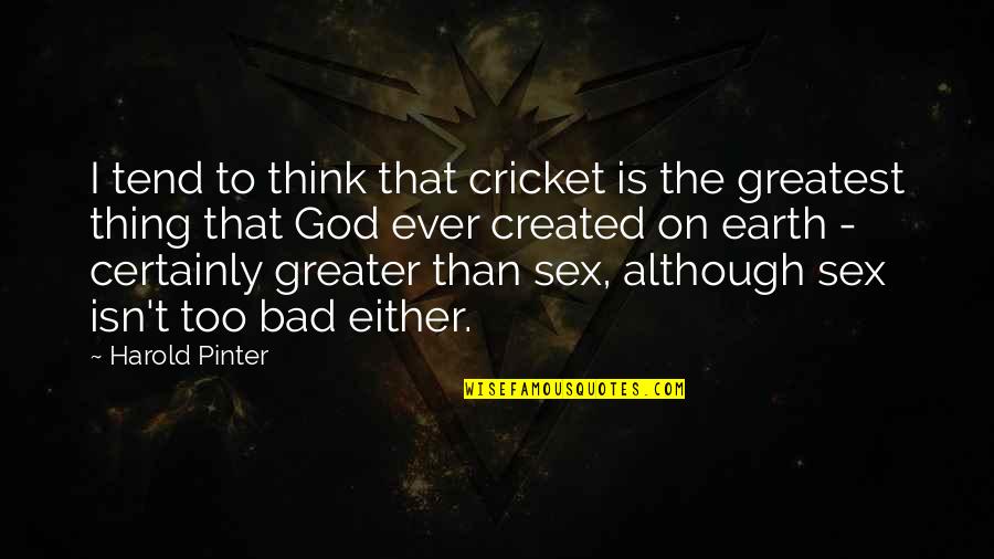 Greater Than God Quotes By Harold Pinter: I tend to think that cricket is the