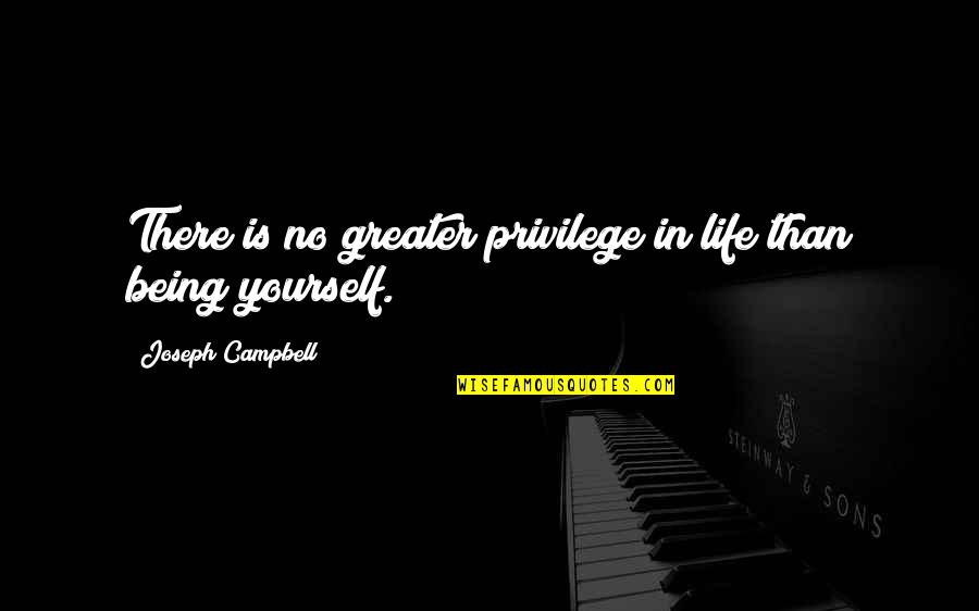 Greater Than Yourself Quotes By Joseph Campbell: There is no greater privilege in life than