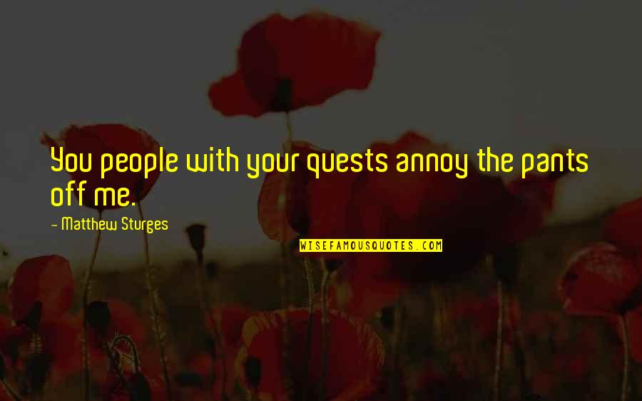 Greatest Appreciation Quotes By Matthew Sturges: You people with your quests annoy the pants