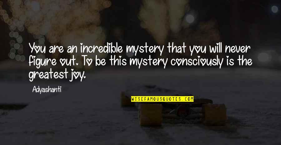 Greatest Joy Quotes By Adyashanti: You are an incredible mystery that you will Greatest Joy Quotes By Adyashanti: You are an incredible mystery that you will