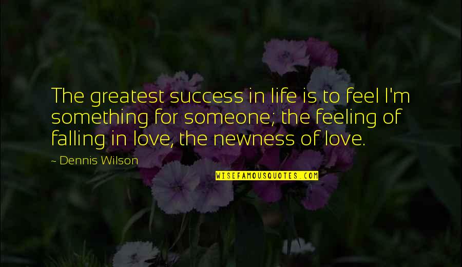 Greatest Success Quotes By Dennis Wilson: The greatest success in life is to feel