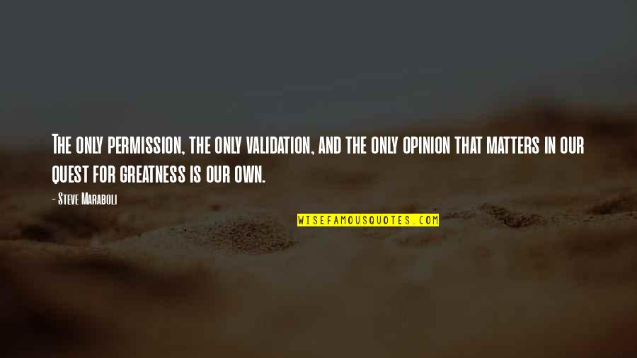 Greatness And Success Quotes By Steve Maraboli: The only permission, the only validation, and the
