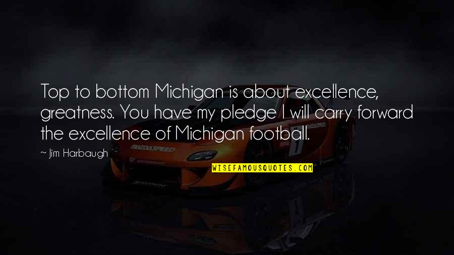 Greatness Football Quotes By Jim Harbaugh: Top to bottom Michigan is about excellence, greatness.