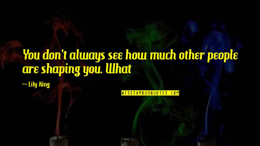 Greatness Is Achieved Quotes By Lily King: You don't always see how much other people