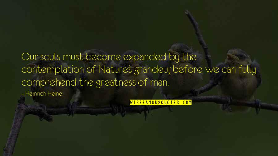 Greatness Of Nature Quotes By Heinrich Heine: Our souls must become expanded by the contemplation