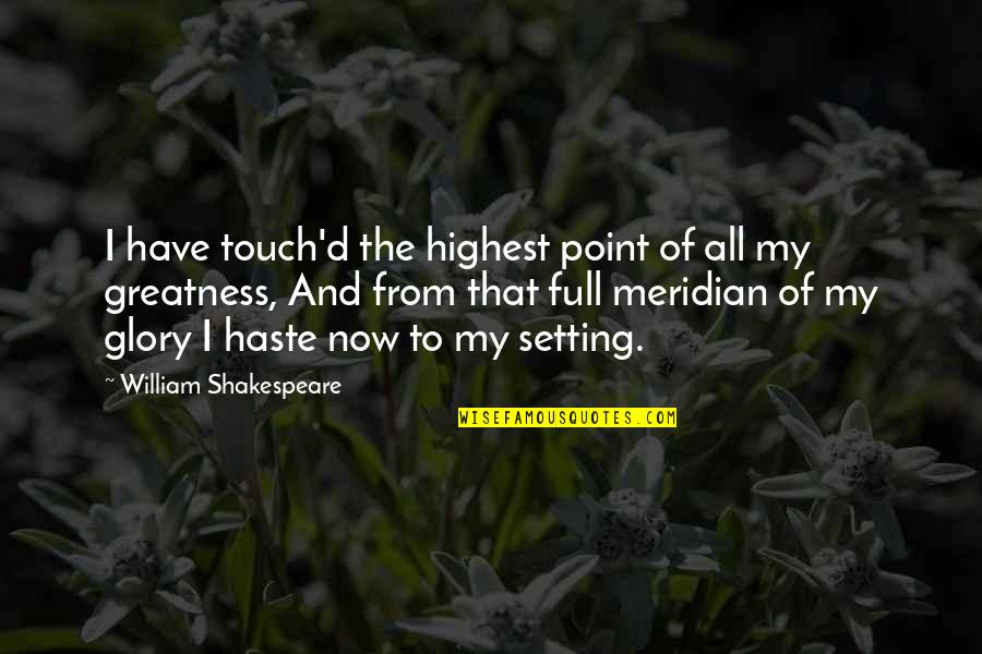 Greatness Shakespeare Quotes By William Shakespeare: I have touch'd the highest point of all