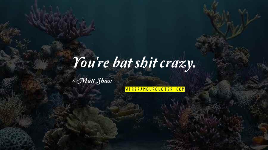 Grecu Ioan Quotes By Matt Shaw: You're bat shit crazy.