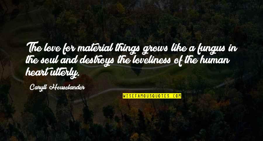 Greed Destroys Quotes By Caryll Houselander: The love for material things grows like a
