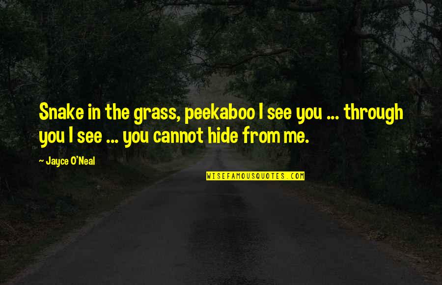 Greedy For Money Quotes By Jayce O'Neal: Snake in the grass, peekaboo I see you