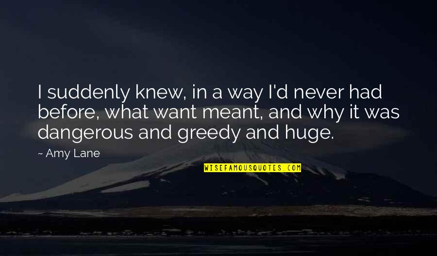 Greedy Love Quotes By Amy Lane: I suddenly knew, in a way I'd never