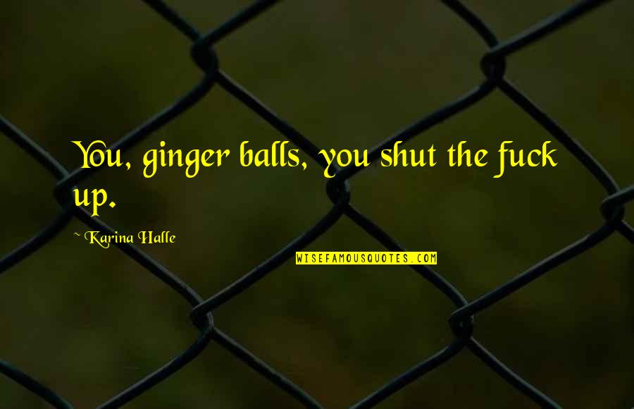Greek Cooler Quotes By Karina Halle: You, ginger balls, you shut the fuck up.